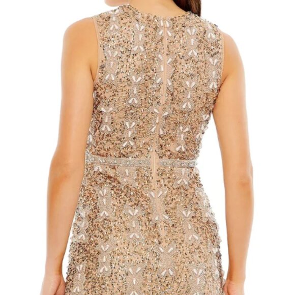 MAC DUGGAL 93764 EMBELLISHED HIGH NECK SLEEVELESS A-LINE VINTAGE COPPER DRESS 4 - Picture 4 of 6